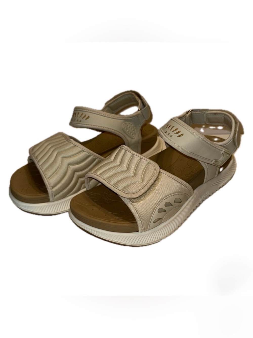 Oncai Beige Adjustable Platform Support Walking Hiking Sandals, Sz 9
